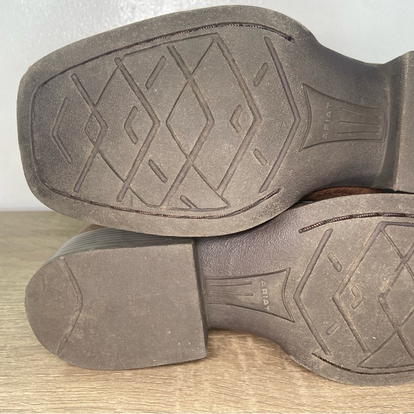 Ariat Quickdraw VentTek Western Wear Boots 4LR Youth 2 Orange Brown Blue Worn - Picture 14 of 15